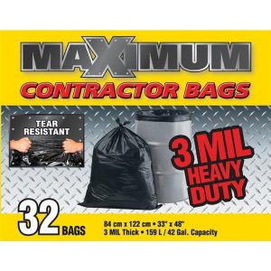 Maximum 33 x 48 3mil Black Contractor Bags 32