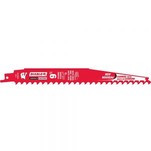 Diablo 9 inch. Carbide Pruning and Clean Wood Cutting Reciprocating Saw Blade