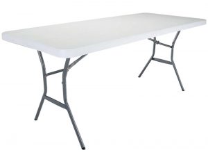 Folding Table White Plastic Top